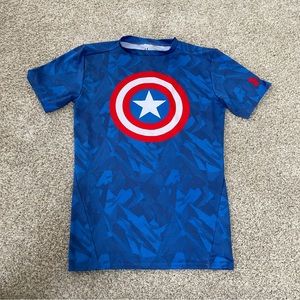 Rare mens Under Armour Marvel Captain American Shirt Compression Heat Gear Large